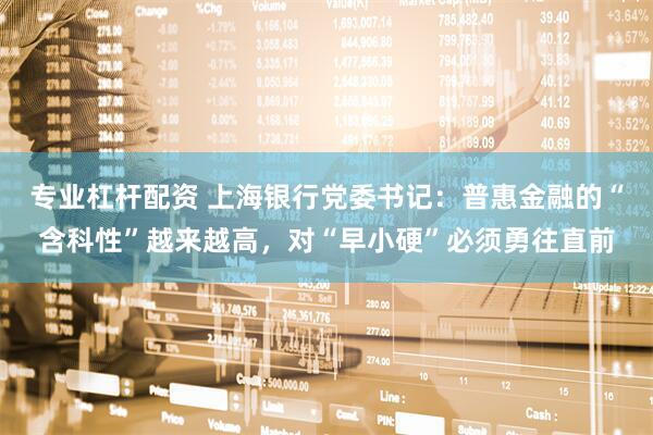 专业杠杆配资 上海银行党委书记：普惠金融的“含科性”越来越高，对“早小硬”必须勇往直前