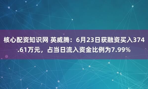 核心配资知识网 英威腾：6月23日获融资买入374.61万元，占当日流入资金比例为7.99%